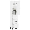 vidaXL Highboard hvit 34,5x34x180 cm konstruert tre