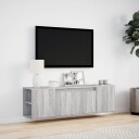  Vegghengt TV-benk med LED grå sonoma 135x31x39,5 cm
