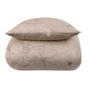 Borg Living Sateng sengesett - 140x200 cm - 100% Bomullssateng - Big flower sand
