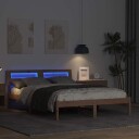  Sengestamme med LED  stripelys Brun 135 x 190 cm Heltre furu