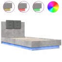  Sengeramme med hodegavl og LED-lys betonggrå 100x200 cm 8721012277625