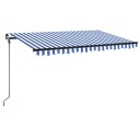 vidaXL Manuell uttrekkbar markise med LED 400x300 cm blå og hvit