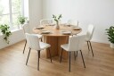 Edda spisegruppe rund 130 cm eik med 6 Katy spisestoler   Eik