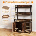 Katteskap med bokhylle og ladestasjon – 3 nivåer ripematte inngangsparti 80 x 40 x 132 cm brun