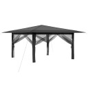 vidaXL Gazebo med 4 sidevegger 4 x 4 m Lysegrå og antrasitt