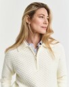 Gant Teksturert bomullsgenser med halv glidelås CREAM XS