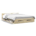  Sengeramme med skuffer sonoma eik 140x190 cm konstruert tre 8721102624179