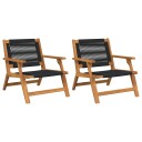  Hagemøbler 2 stk Sort 67x77x73 cm Massivt Akasietre