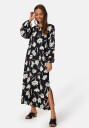 Happy Holly V-neck Raglan Viscose Dress Black/Patterned 40/42