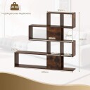 Bokhylle i tre med 5 etasjer i stigestil – brun 120 x 19,5 x 109 cm