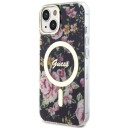 Guess iPhone 14 Plus 6,7" Hardcase med Flower Design og MagSafe, Svart