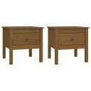 vidaXL Sidebord 2 stk honningbrun 50x50x49 cm heltre furu