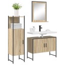  Baderomsinnredningssett med hylle 3 pcs Brun 33 x 33 x 120.5 cm