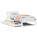  Sengeramme med skuffer hvit 100x200 cm heltre furu 8721102943706