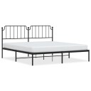 vidaXL Sengeramme i metall med sengegavl svart 183x213 cm 8721012212015