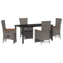  Hage Spisegruppe med pute 5 pcs Grå Poly rattan