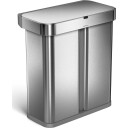Rektangulær sensorbøtte 58 l dobbel beholder børstet stål brushed steel 58L