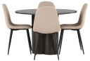 Venture Design Olivia & Polar spisegruppe Beige/mokka 4 stoler & bord 110 cm