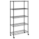 vidaXL Oppbevaringshylle 5 etasjer med hjul 75x35x155 cm svart 250 kg