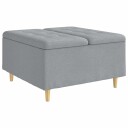 vidaXL Oppbevaringsottoman med pute Lysegrå 80 x 80 x 45 cm stoff