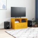  TV-benk sennepsgul 67x39x44 cm stål
