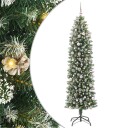  Kunstig Slankt Jule Tre med 300 LED Grønn og hvit 240 cm