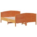 vidaXL Sengeramme med hodegavl voksbrun 160x200 cm heltre furu 8721012430129