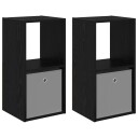  Nattbord 2 pcs Svart Eik 35 x 32 x 68,5 cm Konstruert tre
