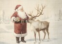 Santa Claus with Reindeer in Winter Wonderland Poster Plakat / 50x70cm