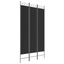 vidaXL Romdeler 3 paneler svart 120x220 cm stoff