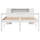  Seng med bokhylle uten madrass hvit 160x200 cm heltre furu 8721158607614