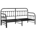 Dagbedramme med uttrekksseng svart 75x190 cm stål