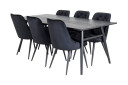 Venture Home Spisegruppe Sediza 195 cm inkl. 6 Chantor Lyx Fløyelsstoler   Svart