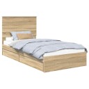  Seng med Oppbevaring Sonoma eik 100 x 200 cm Konstruert tre