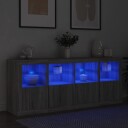 vidaXL Skjenk med LED-lys grå sonoma 163x37x67 cm