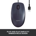 Logitech B100 Optisk USB Mus - 800 DPI - Kablet - Svart