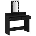  Sminkebord med LED lamper i svart eik 100x41x140 cm