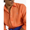 Polo Ralph Lauren Custom Fit Linen Shirt   Orange   S