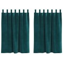  Gardiner med gardiner 2 pcs Mørkegrønn 140 x 140 cm Fløyel