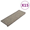 vidaXL Selvklebende trappematter sisal 15 stk 65x25 cm grå og beige