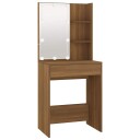 vidaXL Sminkebord med LED brun eik 60x40x140 cm