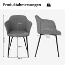 Ergonomiske spisestoler sett med 2 – grå lin metallben