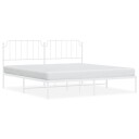 vidaXL Sengeramme i metall med sengegavl hvit 200x200 cm 8721012212527