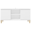 vidaXL TV-benk med ben i heltre hvit 103,5x35x50 cm