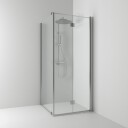 Svedbergs Skoga Kombi Leddet Dusjhjørne Matt Aluminium / 90x80cm Klart Glass