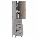 vidaXL Highboard grå sonoma 34,5x34x180 cm konstruert tre 8720845496210