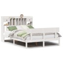  Seng med bokhylle uten madrass hvit 160x200 cm heltre furu 8721158606266