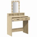 Sminkebord med LED lamper Sonoma Eik 79x41x140 cm