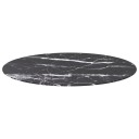 Bordplate svart Ø90x1 cm herdet glass med marmor design