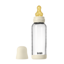 BIBS 240 ml Glass Babyflaske med Rund Lateks og Medium Flow - Ivory